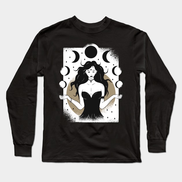 Lunar Goddess Illustration Long Sleeve T-Shirt by MimicGaming